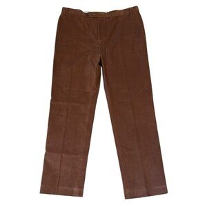 New Lauren Ralph Lauren Flat Front Corduroy Trouser Pants Chestnut Brown 38x32